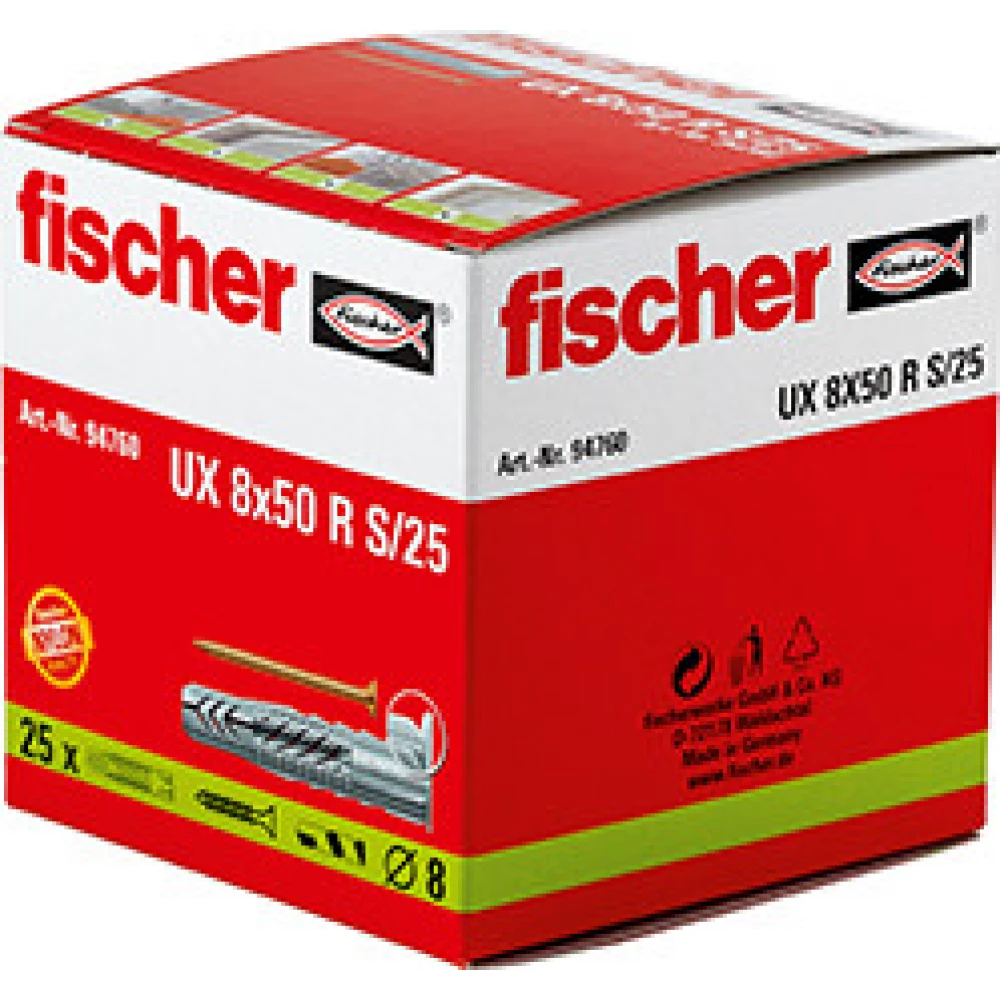 FISCHER Universal UX 8x50 R S/25 dübel + csavar (25 db-os)