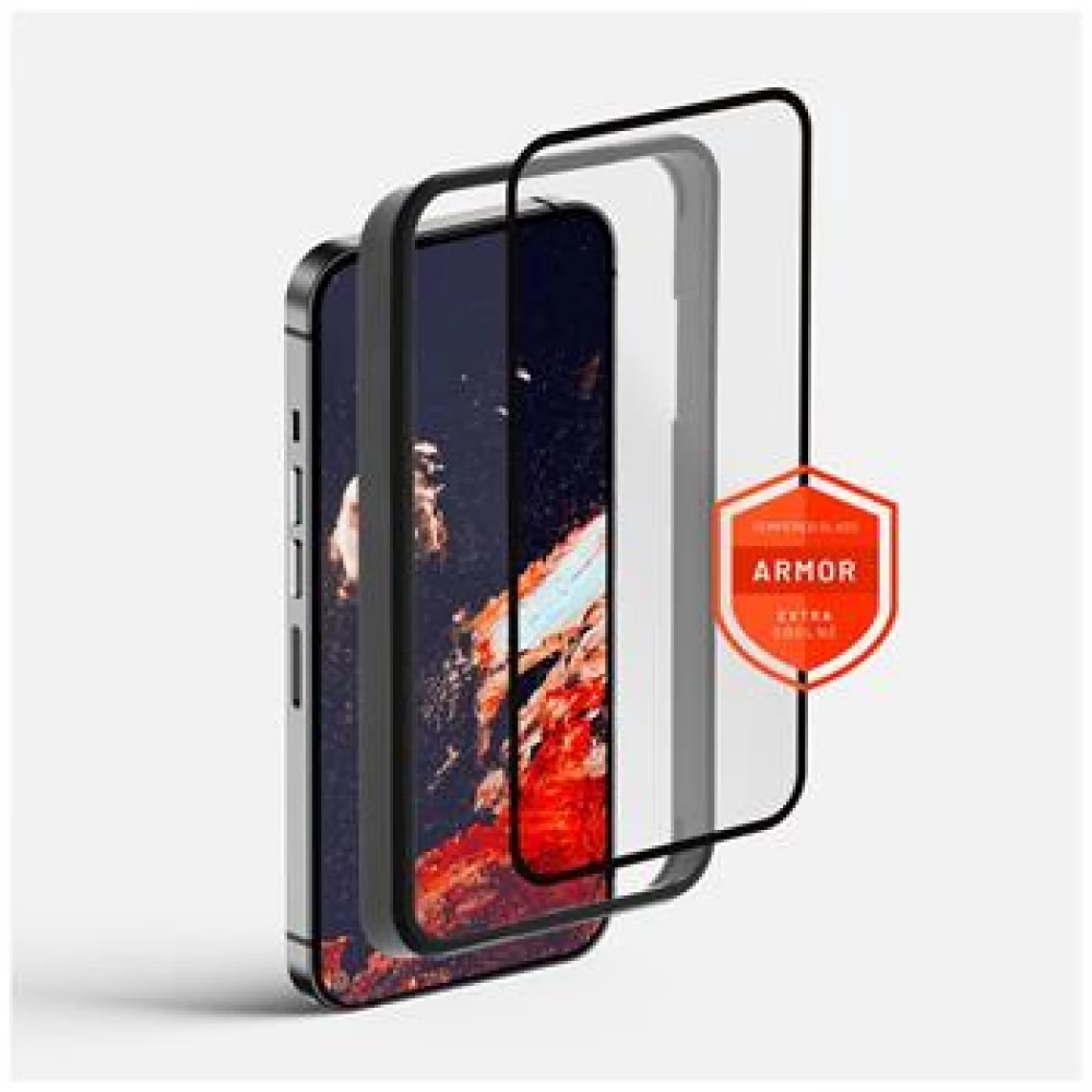 FIXED 2.5D Armor Tempered Glass aplikátorral iPhone 15 Plus fekete