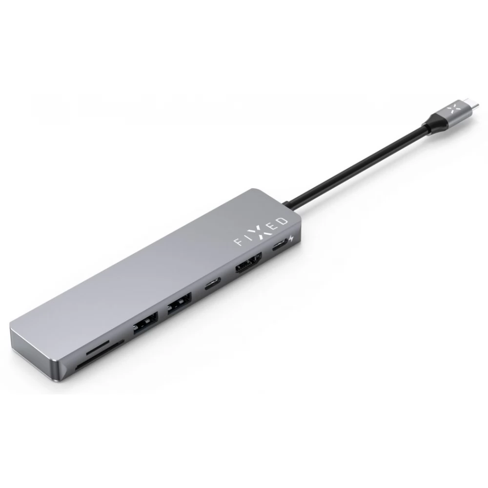 FIXED 7-port aluminum USB-C HUB Card notebooks and tablets szürke