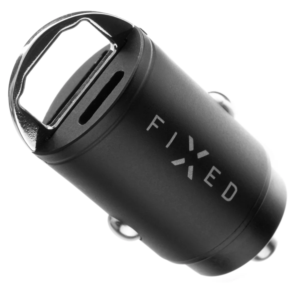 FIXED Autós töltő 1xUSB 1xUSB-C 30W fekete