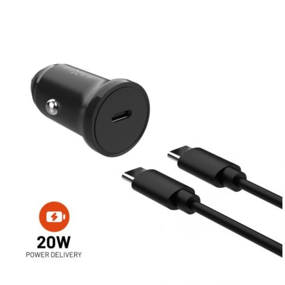 FIXED Autós töltő 1xUSB-C 20W 1m USB-C kábel fekete