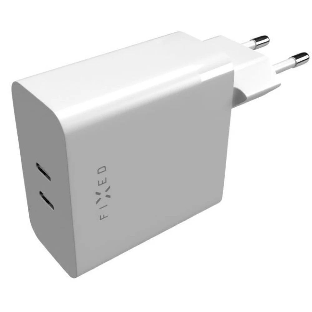 FIXED Dual USB-C Mains Charger PD support 65W fehér