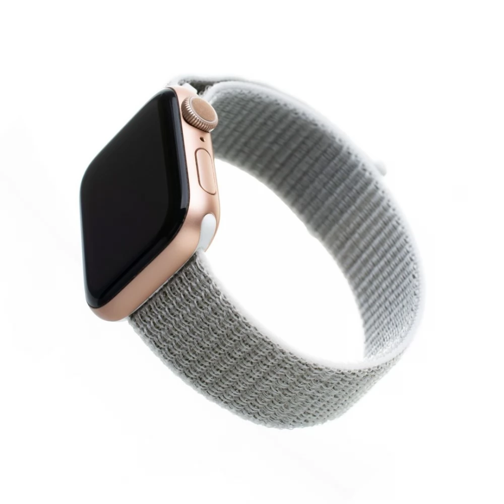 FIXED Elastic Nylon Strap for Apple Watch 42/44/45mm szürke-fehér