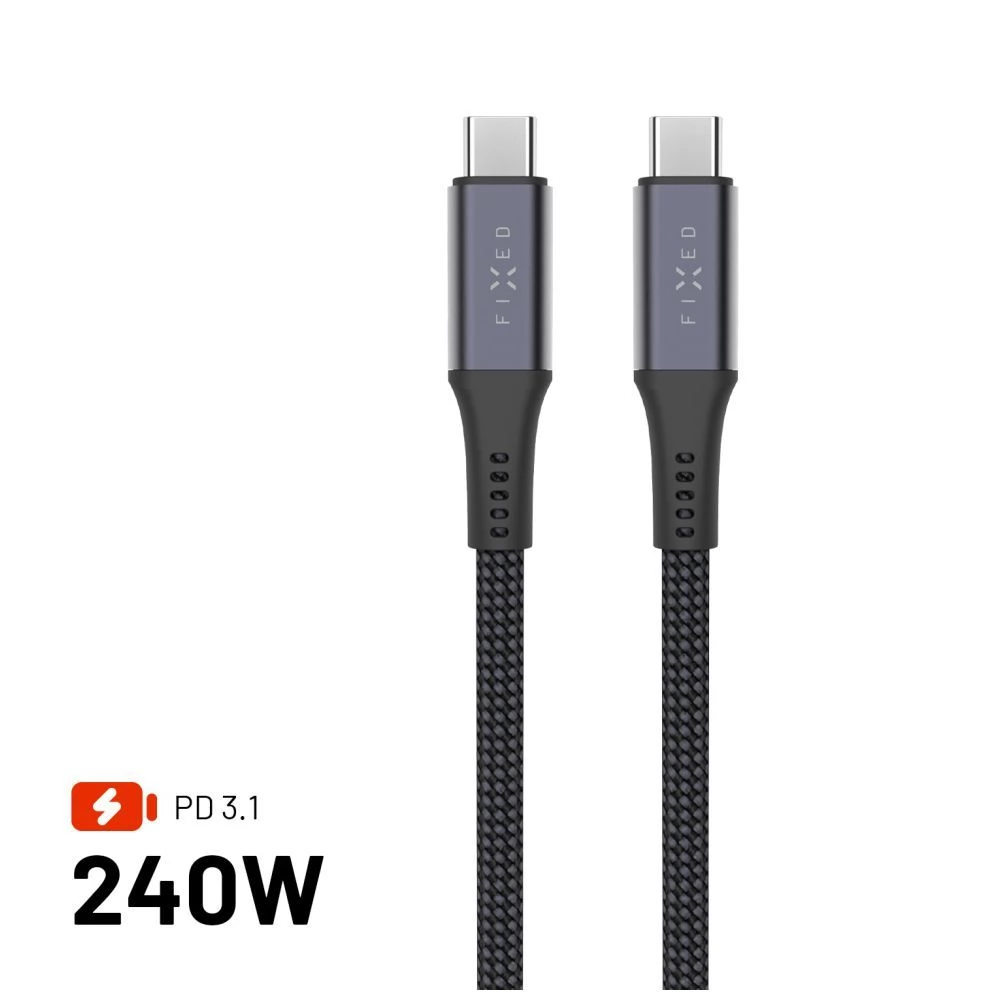 FIXED USB 4.0 Type C Összekötő Fekete 1.2m FIXDBP-CC12-GR