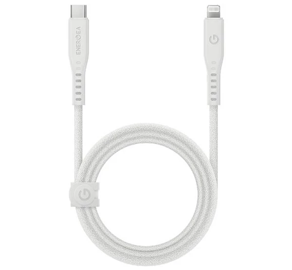 Flow C94 Type-C / Lightning MFI szövet gyorstöltő- és adatkábel 1.5m 60W 3A fehér