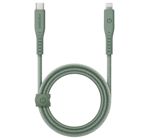 Flow C94 Type-C / Lightning MFI szövet gyorstöltő- és adatkábel 1.5m 60W 3A zöld