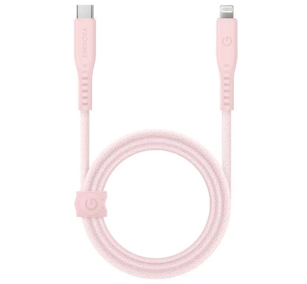 Flow C94 Type-C / Lightning MFI szövet gyorstöltő- és adatkábel 1.5m 60W 3A rózsaszín