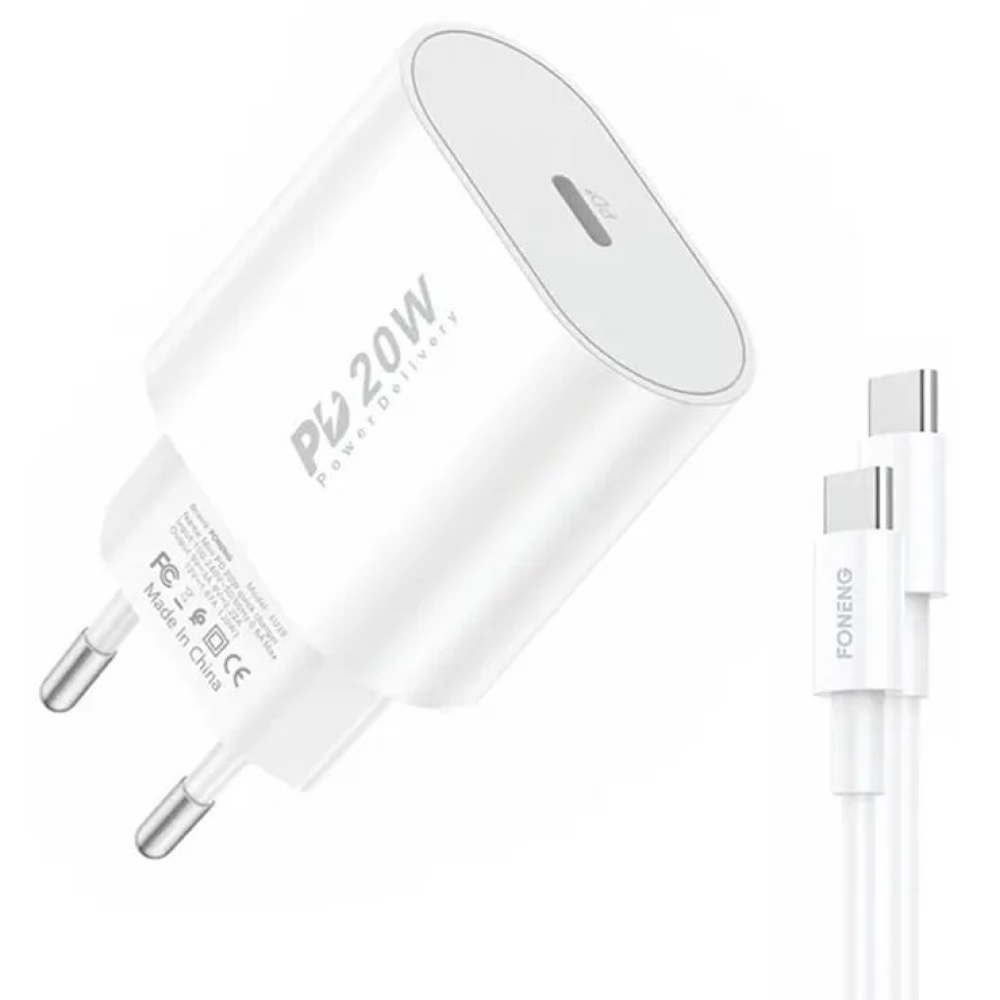 FONENG EU39 20W USB Wall Charger + USB Type C - USB Type C kábel