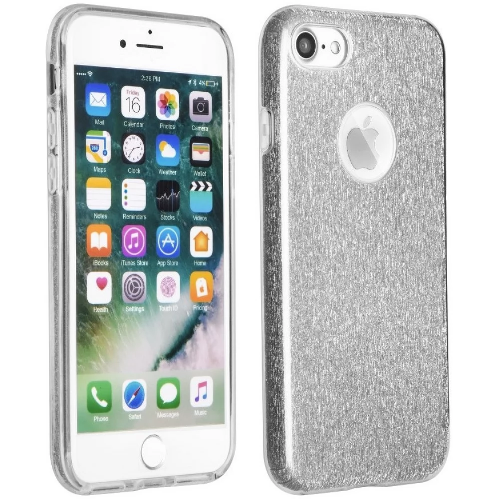 FORCELL Shining csillogó hátlap tok Apple iPhone 16 ezüst