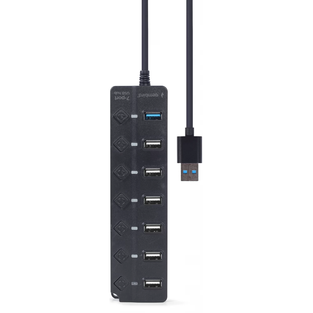 GEMBIRD 7-port USB hub (1 x USB 3.1 + 6 x USB 2.0) with switches fekete