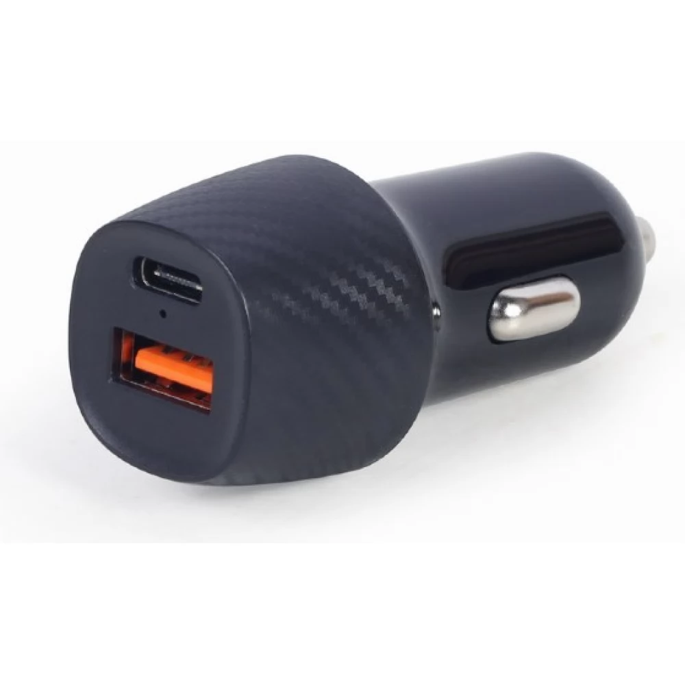 GEMBIRD Autós töltő 1xUSB 1xUSB-C 18W fekete