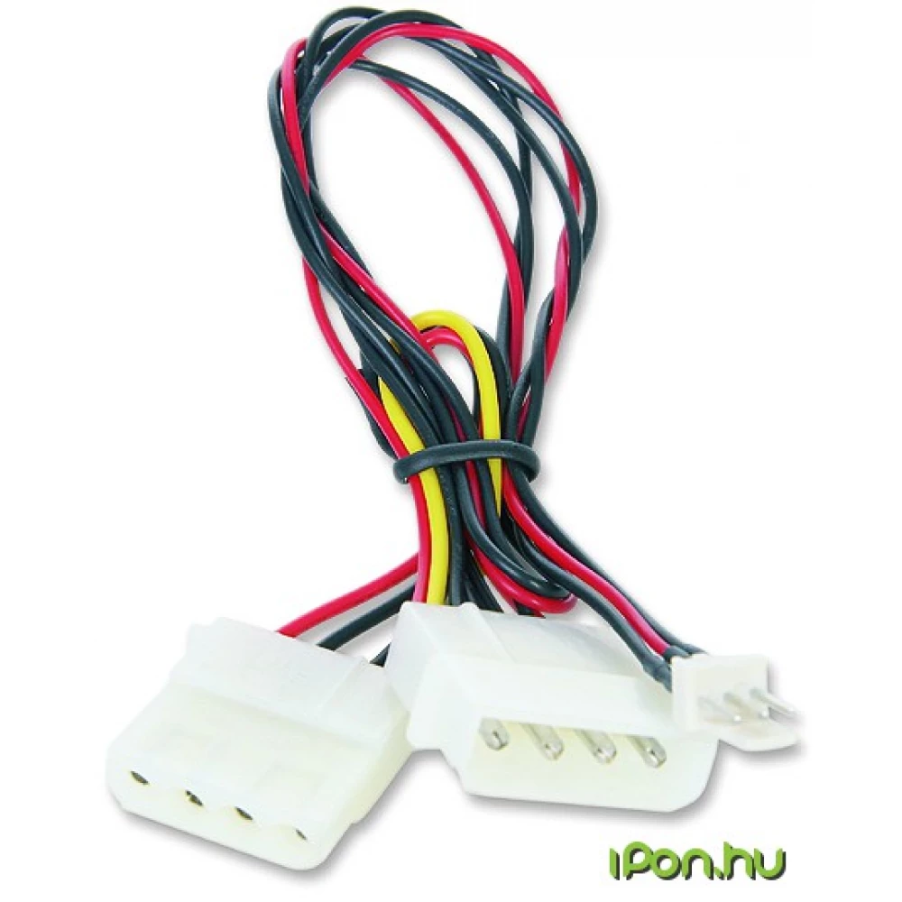 GEMBIRD Molex + 4pin Molex + 3pin Elosztó Fekete 15cm CC-PSU-5