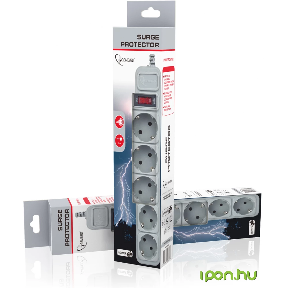 GEMBIRD SPG3-B-10C Surge protector 5 sockets 3m
