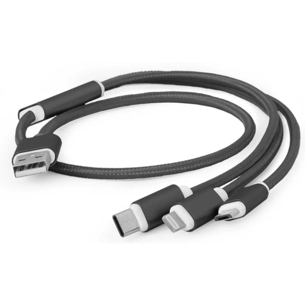 GEMBIRD USB Lightning + Micro USB + USB Type C Átalakító Fekete 1m CC-USB2-AM31-1M