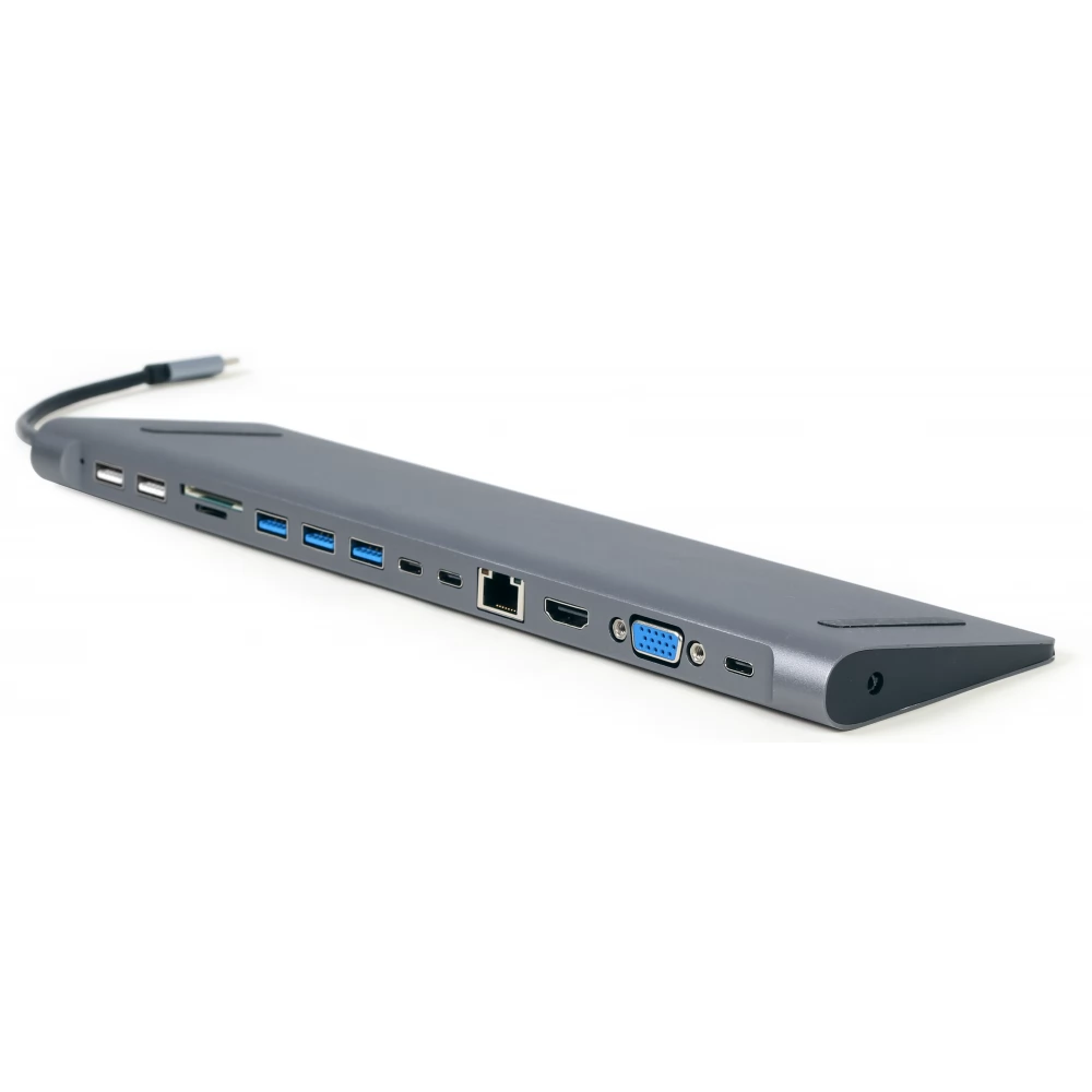 GEMBIRD USB Type-C 9-in-1 multi-port adapter szürke