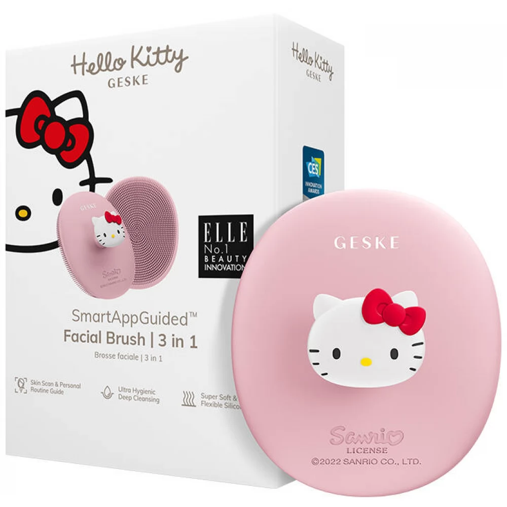 GESKE 3 in 1 Arctisztító kefe tartóval alkalmazással Hello Kitty rózsaszín