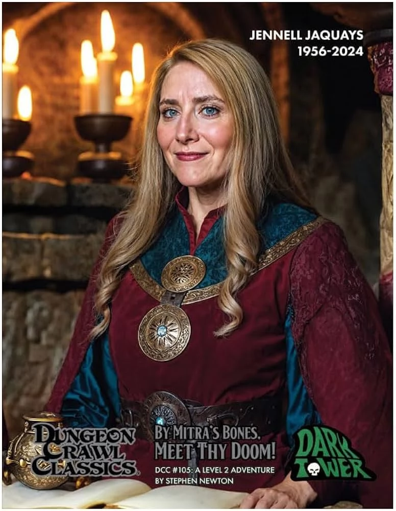 GOODMAN GAMES Dungeon Crawl Classics #105: By Mitras Bones Meet Thy Doom! kalandjáték könyv Jennell Jaquays borítós változat