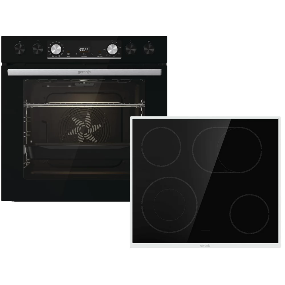 GORENJE 738927 Black Set IV BCX6737E05BG Sütő + ECD634X Főzőlap Sütőszett beépíthető fekete