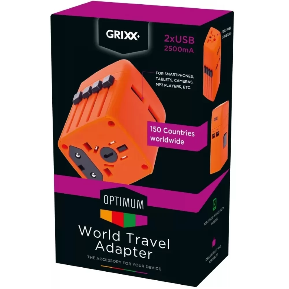 GRIXX Univerzális hálózati adapter 2 USB aljzattal