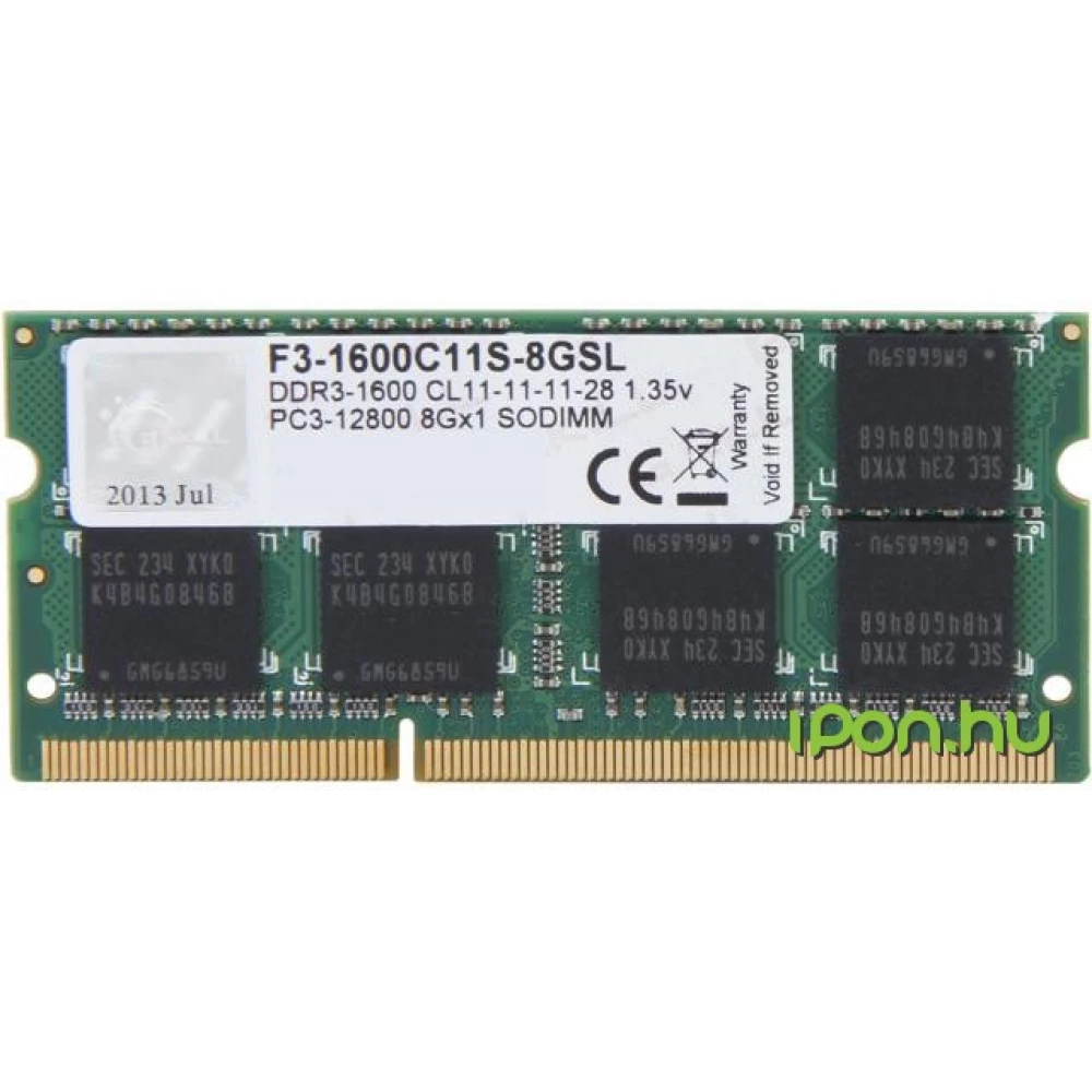 G.SKILL 8GB Notebook DDR3 1600MHz CL11 F3-1600C11S-8GSL
