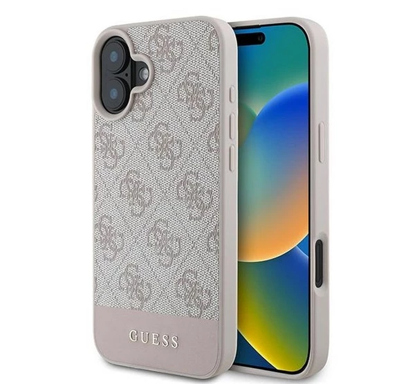 GUESS 4G Bottom Stripe Apple iPhone 16 Plus hátlap tok rózsaszín GUHCP16MG4GLPI
