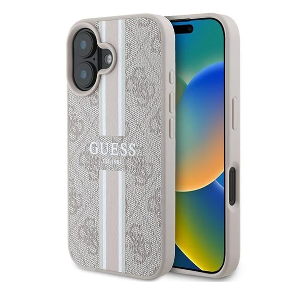 GUESS 4G Printed Stripes MagSafe Apple iPhone 16 Plus hátlap tok rózsaszín GUHMP16MP4RPSP