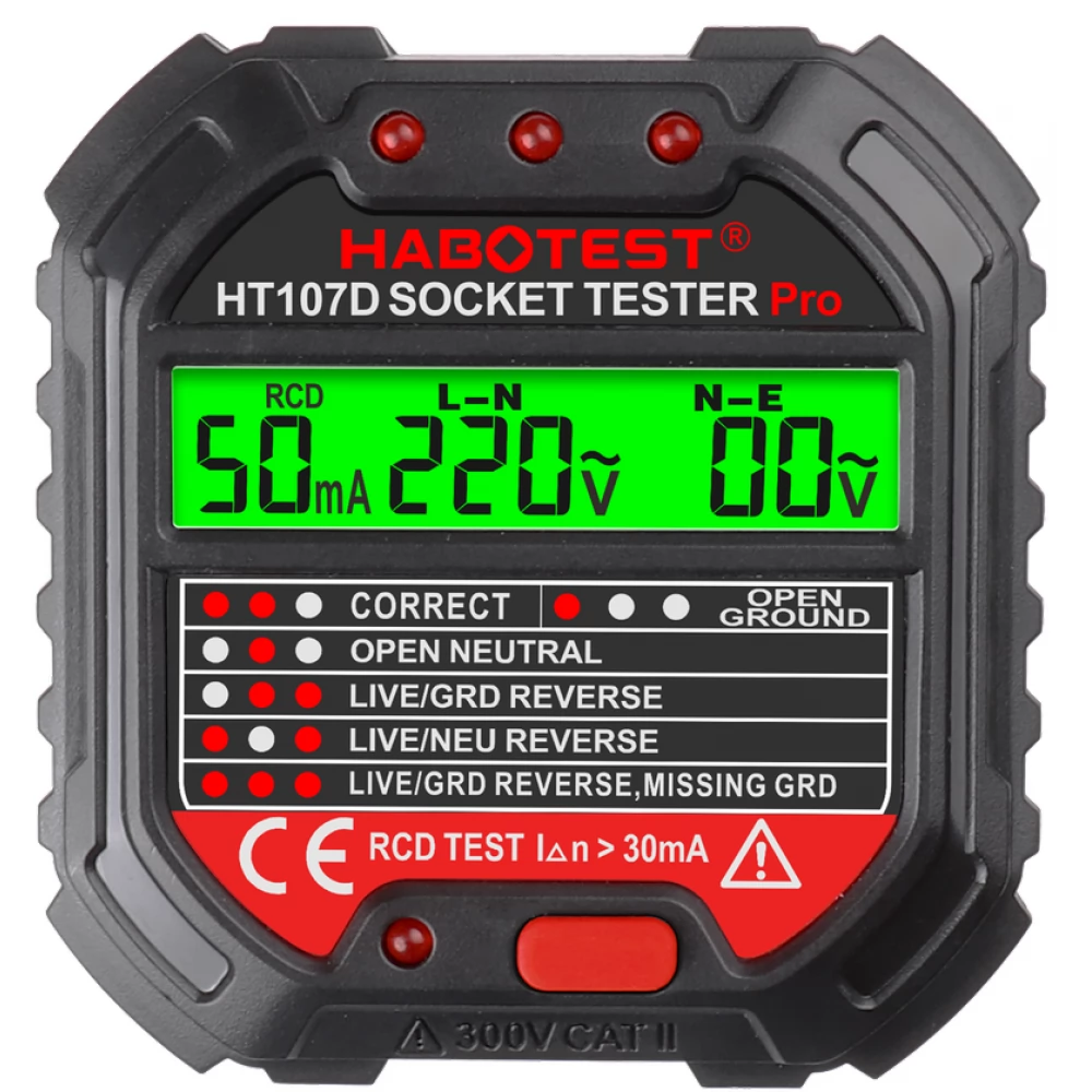 HABOTEST HT107D Electrical Outlet Tester
