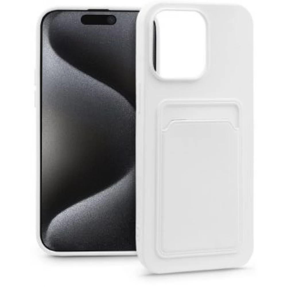 HAFFNER Card Case szilikon hátlap iPhone 15 Pro Max fehér