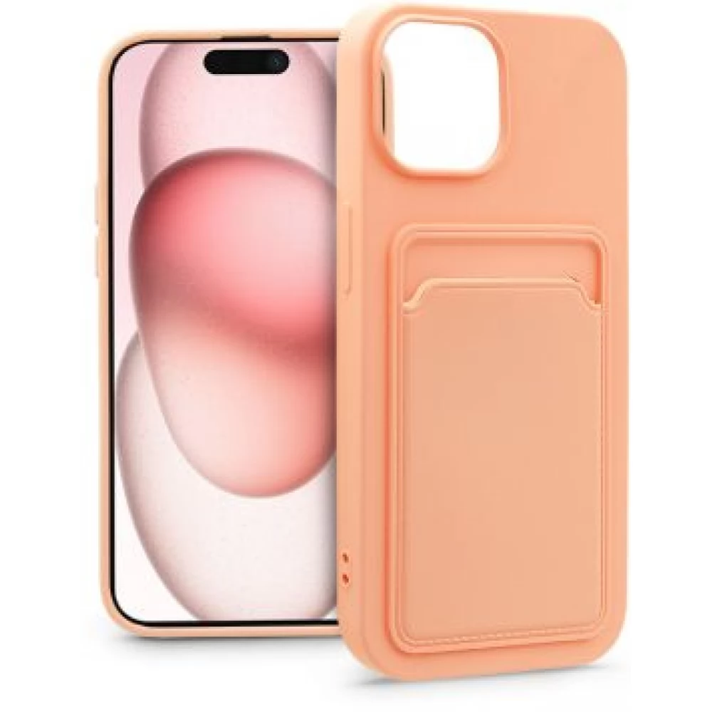 HAFFNER Card Case szilikon hátlap iPhone 15 rózsaszín