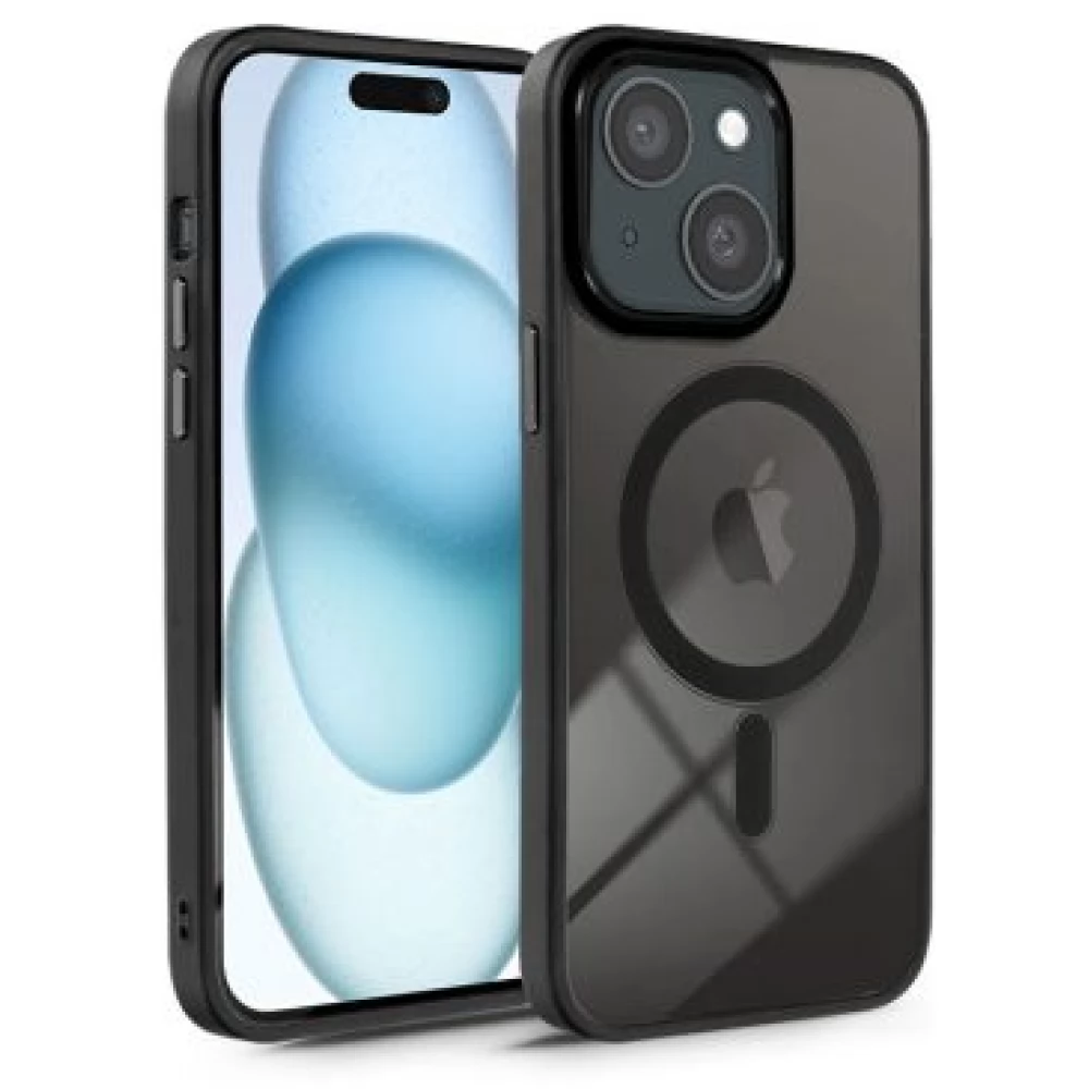 HAFFNER Edge Mag Cover szilikon hátlap iPhone 15 Plus átlátszó-fekete
