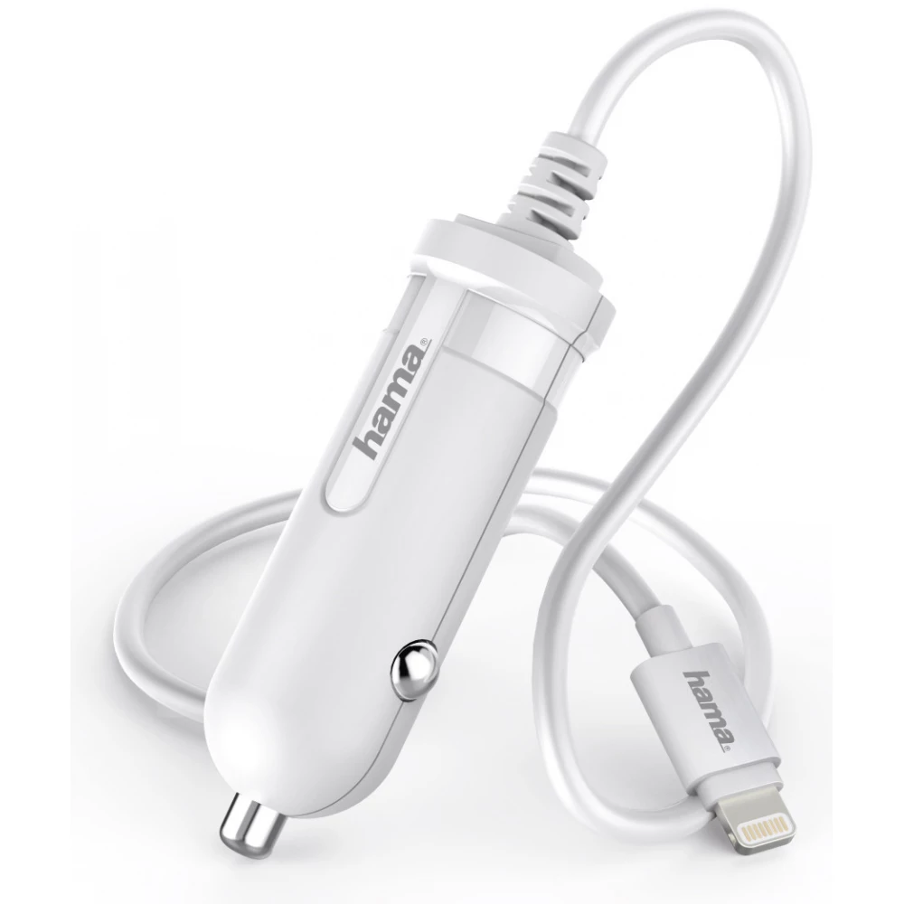 HAMA Autós töltő fix Lightning kábel 2.4A fehér