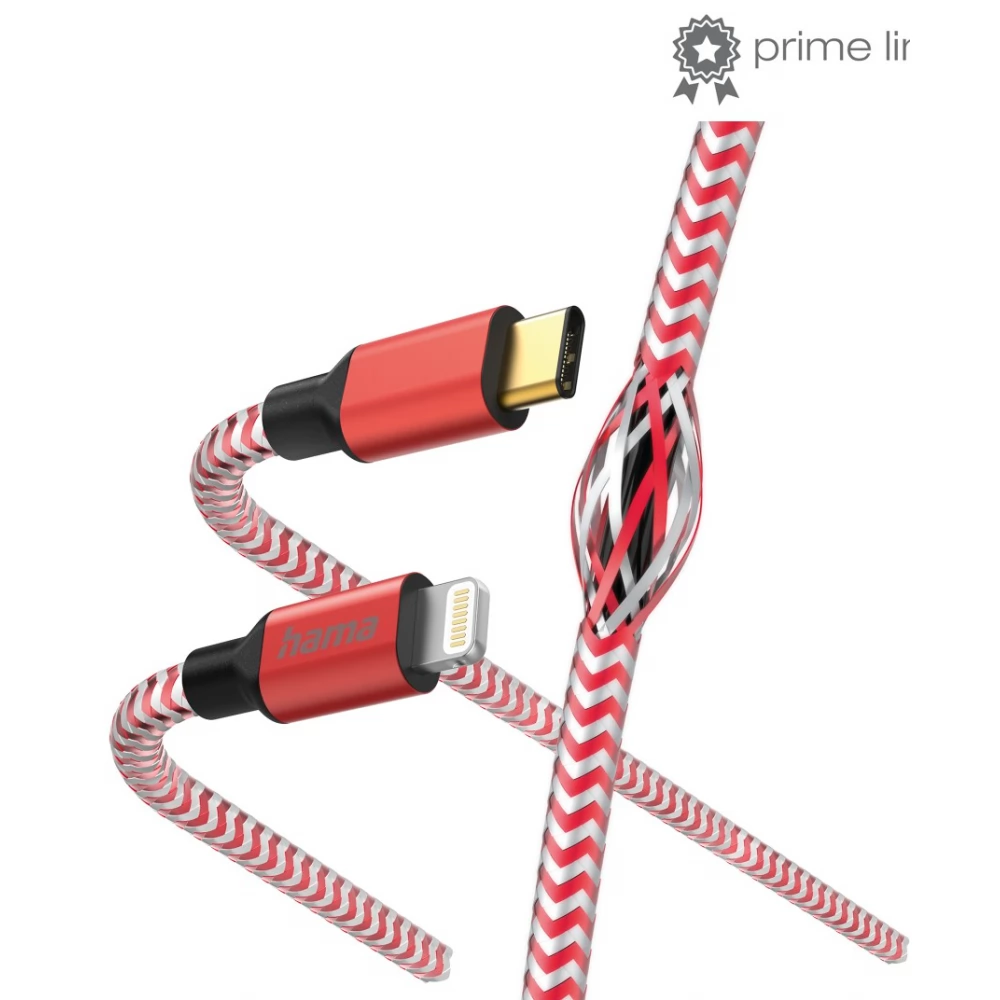 HAMA USB 2.0 Type C Lightning Töltő/adat Piros 1.5m 201562