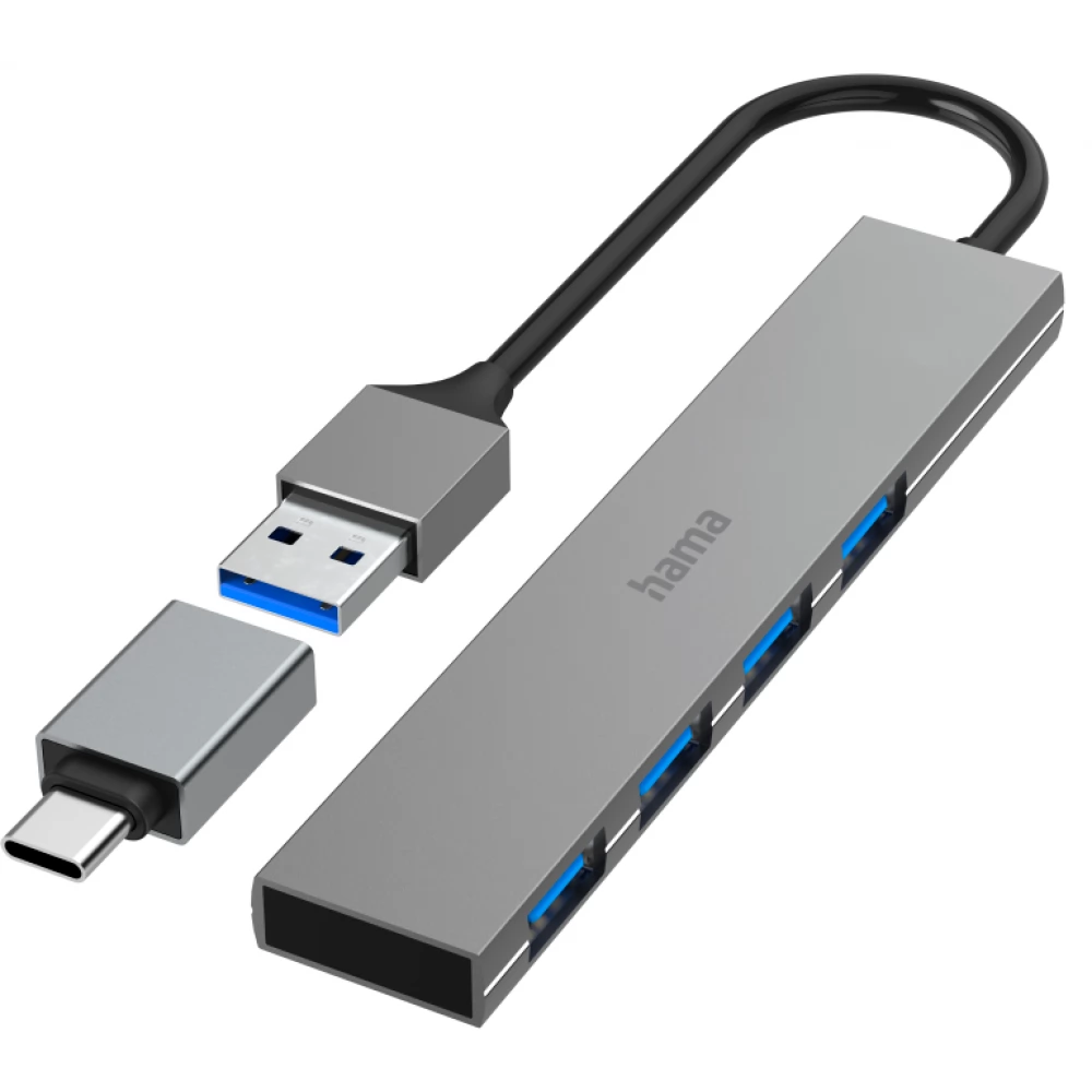 HAMA USB 3.2 Gen1 HUB 1:4 Port 5GB/s + USB Type-C OTG