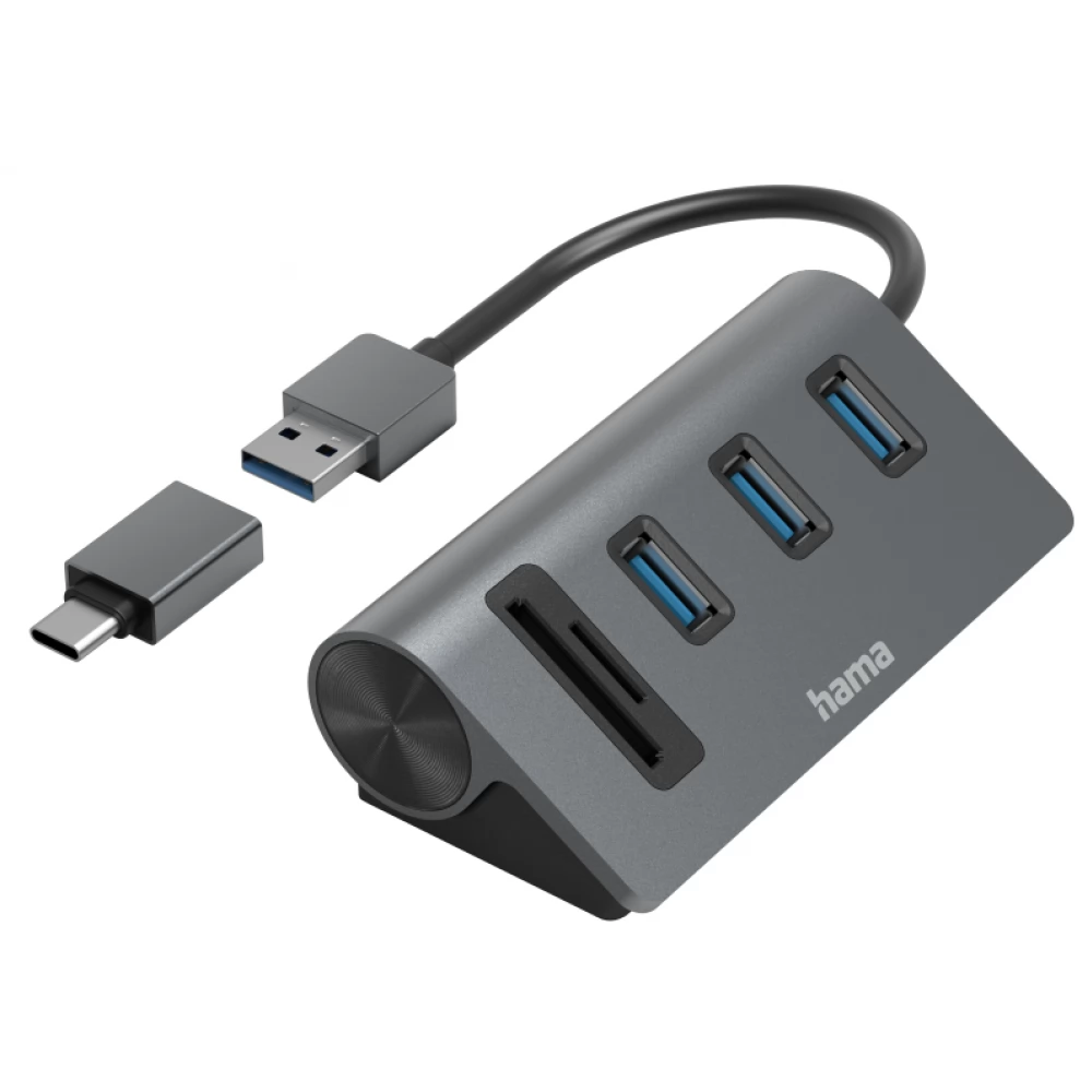 HAMA USB 3.2 Gen1 HUB (3USB Port) + Type-C OTG Adapter kártyaolvasó kombó