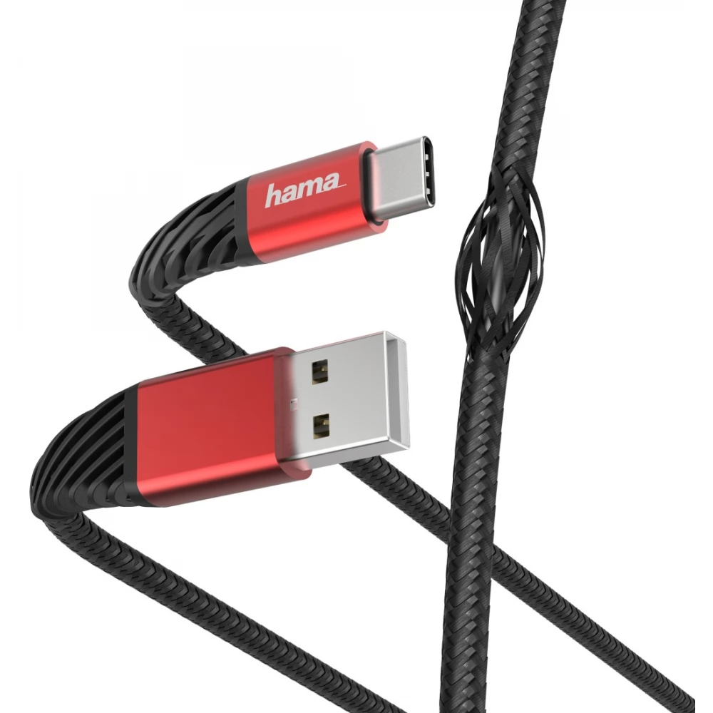 HAMA USB Lightning Töltő/adat Fekete-Piros 1.5m 201540