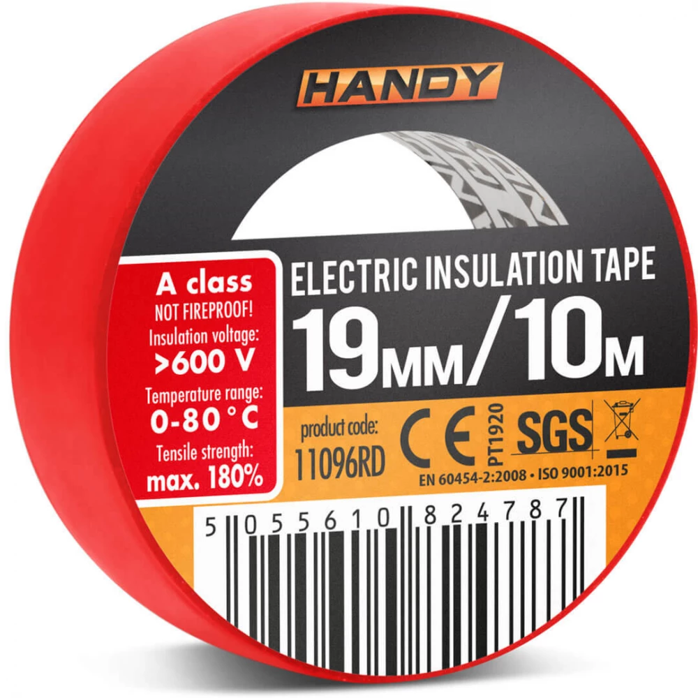 HANDY 11096RD szigetelőszalag 19mm 10m piros