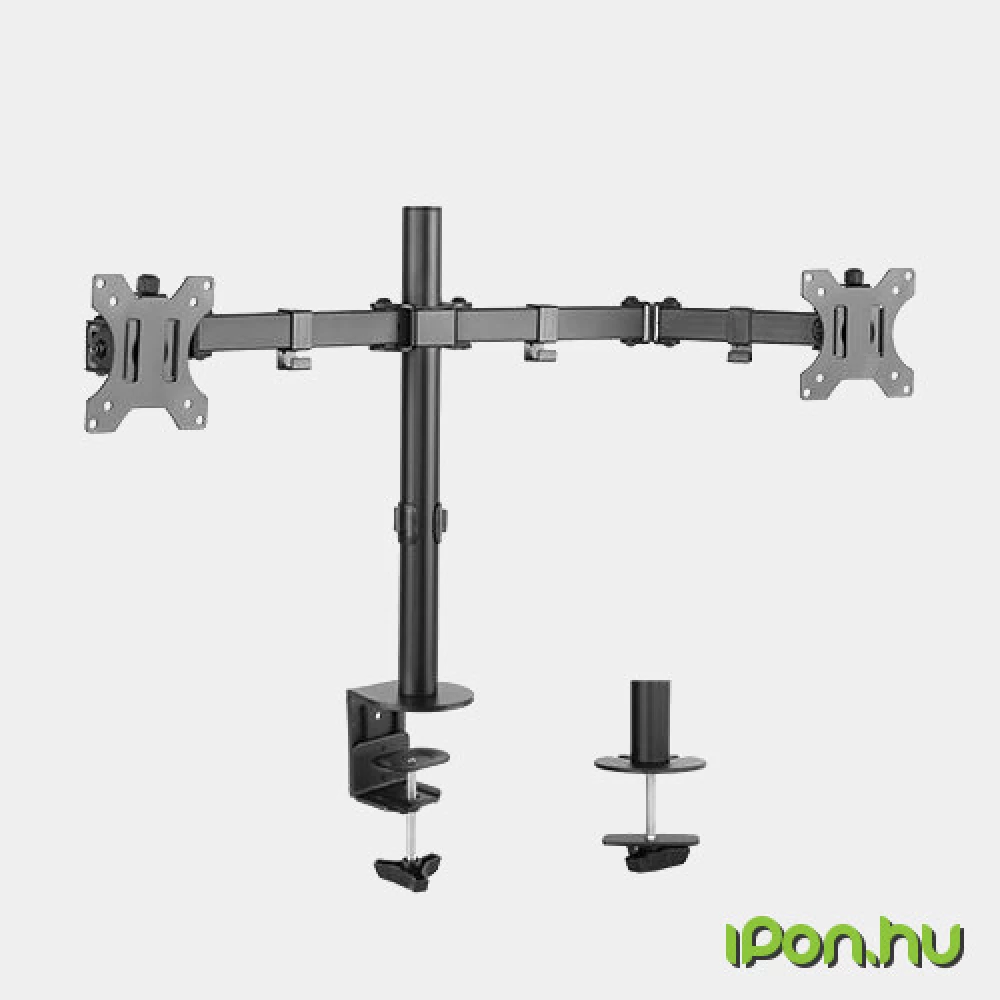 HARMANTRADE DLA12 Dupla asztali karos LCD - LED monitor tartó