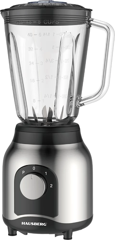 HAUSBERG HB-7762 Turmixgép üvegedénnyel réz motorral 600W 1.5L acél