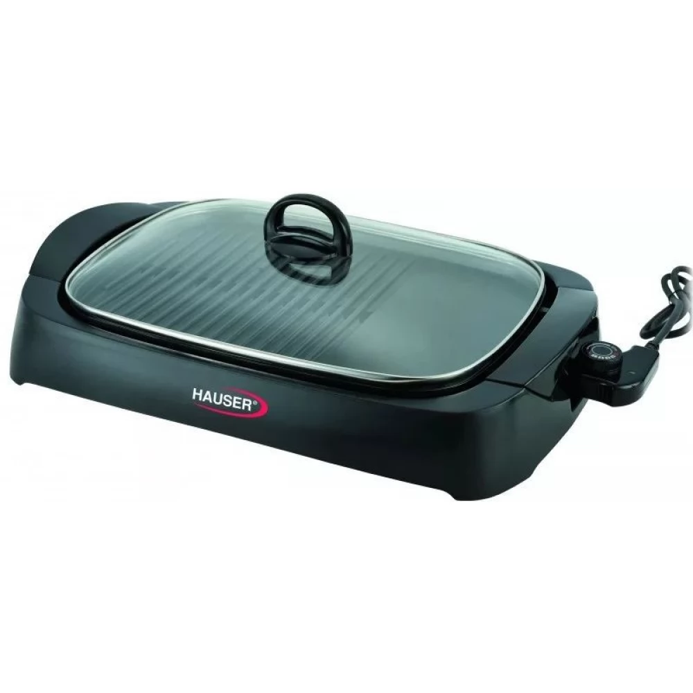 HAUSER GR160 Grillsütő üvegtetővel 2000W fekete