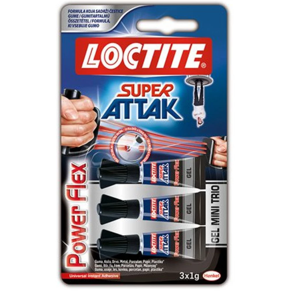 HENKEL Pillanatragasztó gél 3 x 1 g Loctite Super Attak Mini Trio PowerFlex Gel