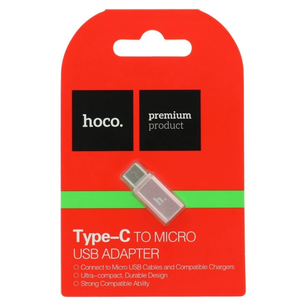 HOCO USB 2.0 Type C Micro USB Átalakító Rózsaszín 3cm HC031253