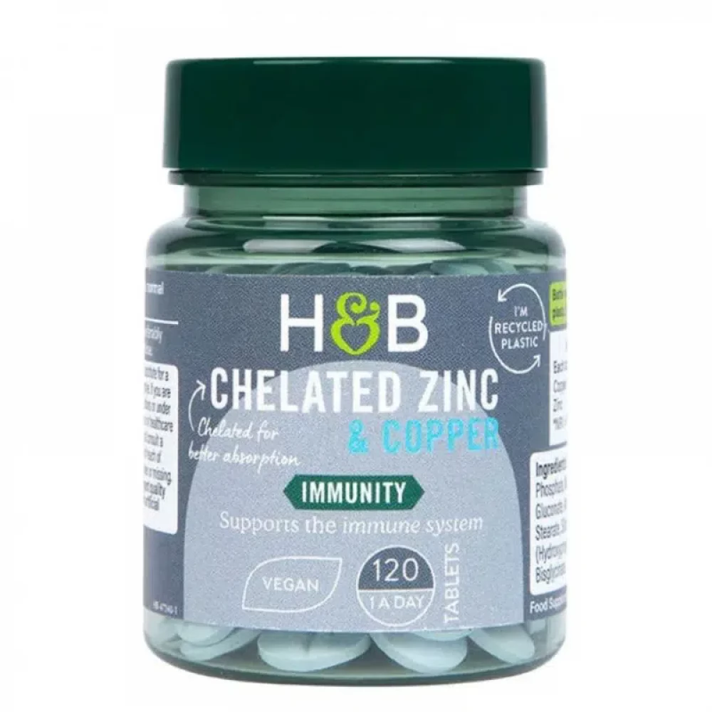 HOLLAND AND BARRETT H&B cink 15mg+réz tabletta 120 db