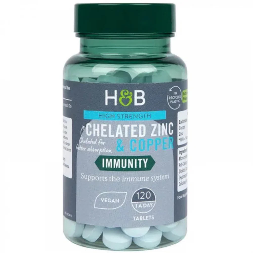 HOLLAND AND BARRETT H&B cink 25mg+réz tabletta 120 db