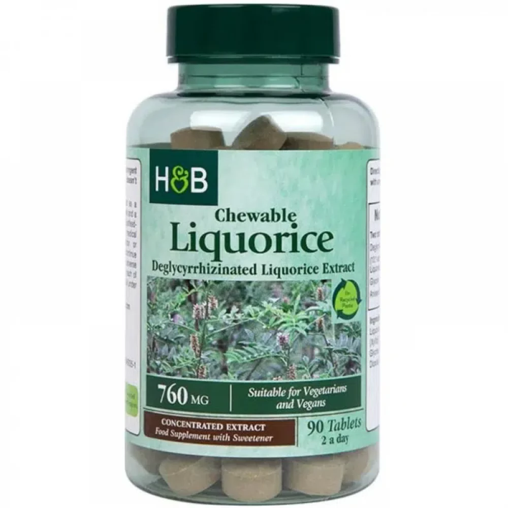 HOLLAND AND BARRETT H&B édesgyökér rágótabletta 760mg 90 db