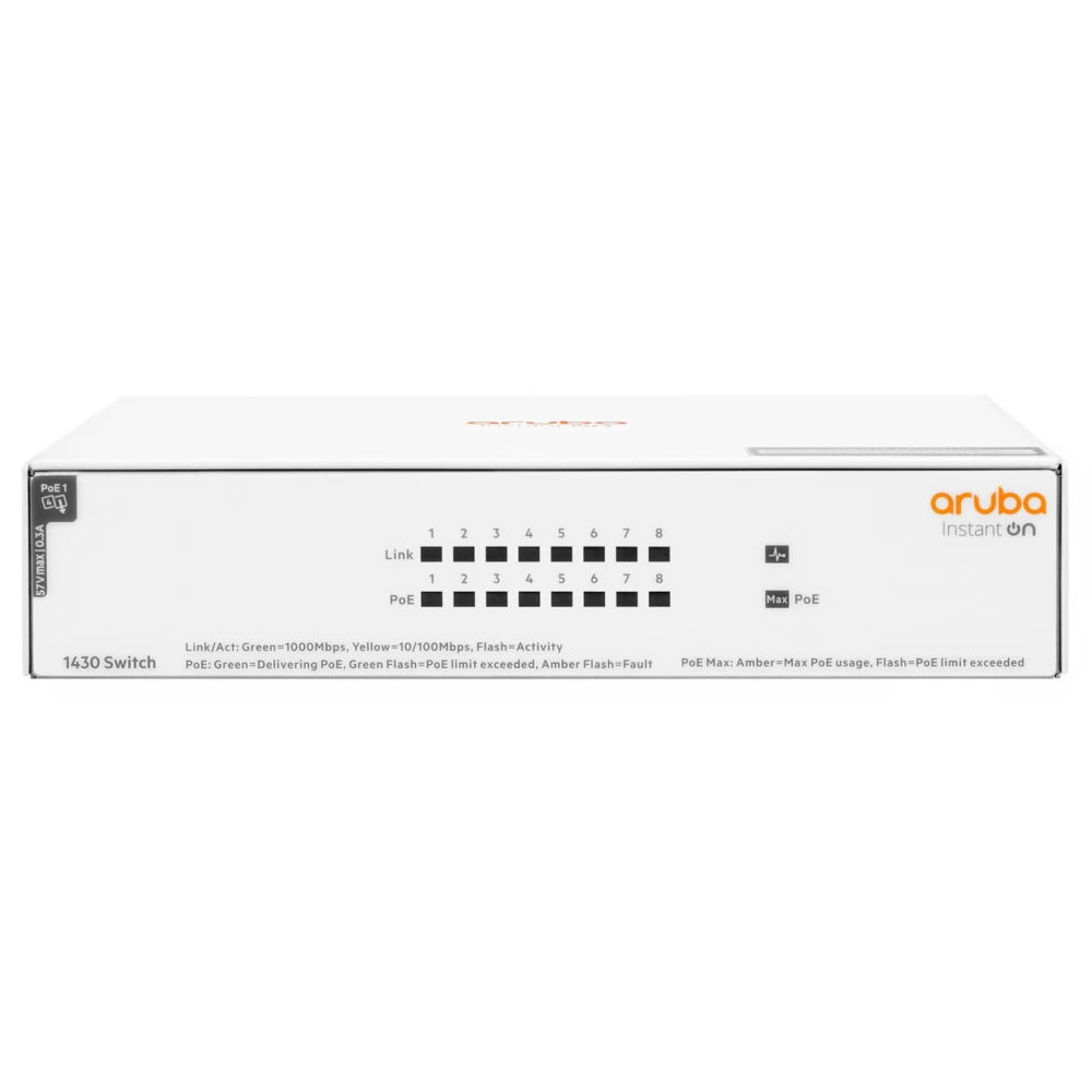 HP Aruba Instant On 1430 8x GbE port PoE+ switch