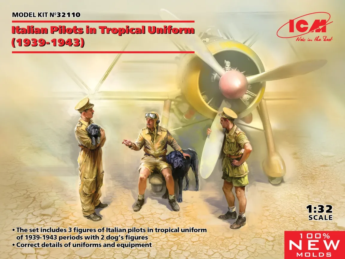 ICM 1/32 Italian Pilots in Tropical Uniform (1939-1943) olasz pilóta figura szett modell kiegészítő