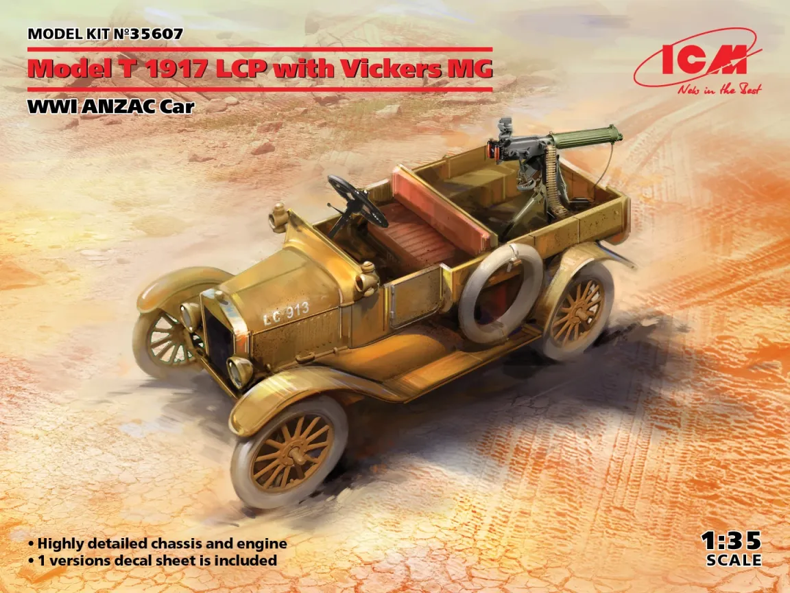 ICM 1/35 Model T 1917 LCP with Vickers MG első világháborús ANZAC katonai jármű modell
