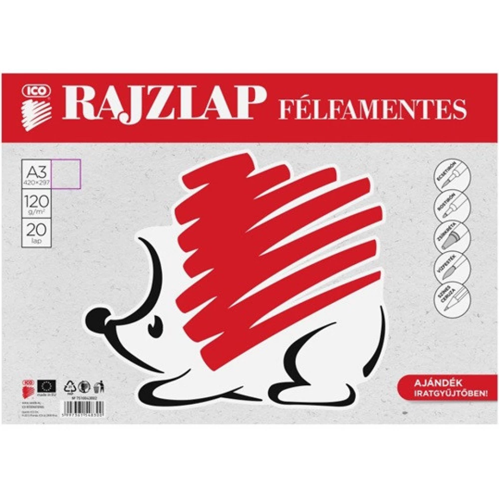 ICO A3 félfamentes rajzlap 20 darabos
