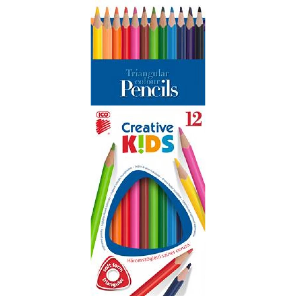 ICO Creative kids Színes ceruza készlet háromszögletű 12 különböző szín