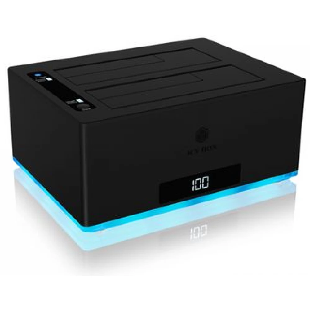 ICY BOX IB-127CL-U3 Dokkoló 2x SATA 2.5-3.5" HDD/SSD USB-A-C 3.0 fekete